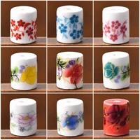10pcs 10x8mm cylinder shape flower patterns ceramic porcelain loose crafts beads lot for jewelry making diy findings