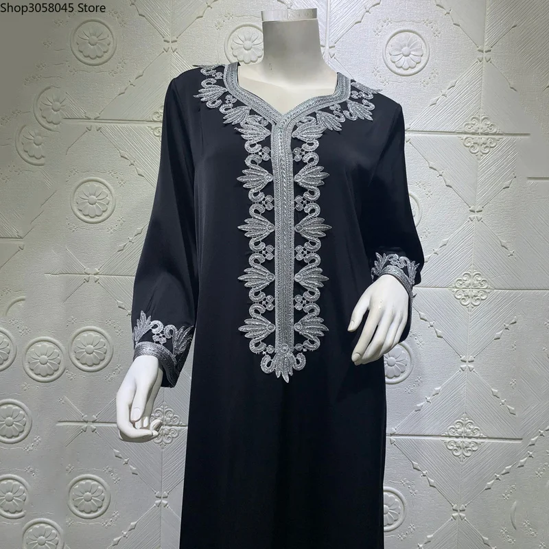 Abaya Dubai Muslim Women Dress Djellaba Femme Plus Size Boubou Long Sleeve Gown Turkish Kaftan European Clothing | Тематическая