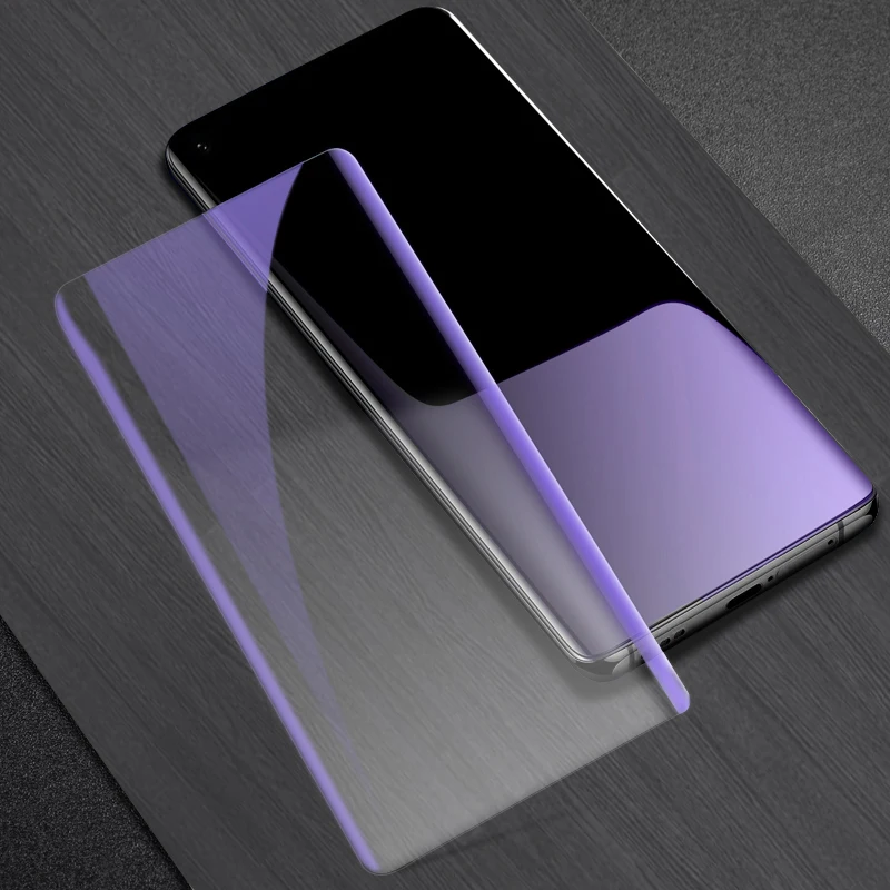 

Anti Blue-Ray UV Glass For OnePlus 9 Pro Screen Protector Full Screen Liquid Adhesive For Oneplus 7 7T 8 Pro Tempered Glass Film