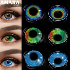 Цветные контактные линзы AMARA для глаз 2 шт. Аниме Косплей цветные линзы ed синие сумасшедшие линзы для Хэллоуина контактные линзы Красота Макияж