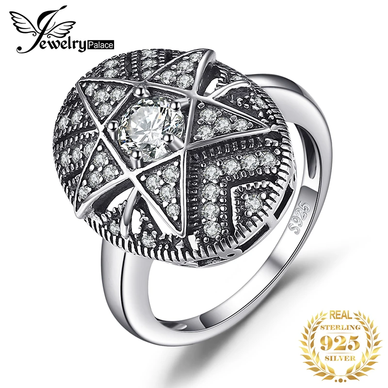 Jewelrypalace Star 1.0ct кубического циркония кольцо филигрань 925 стерлингов Серебряные кольца для Для женщин Модные украшения подарок для мамы