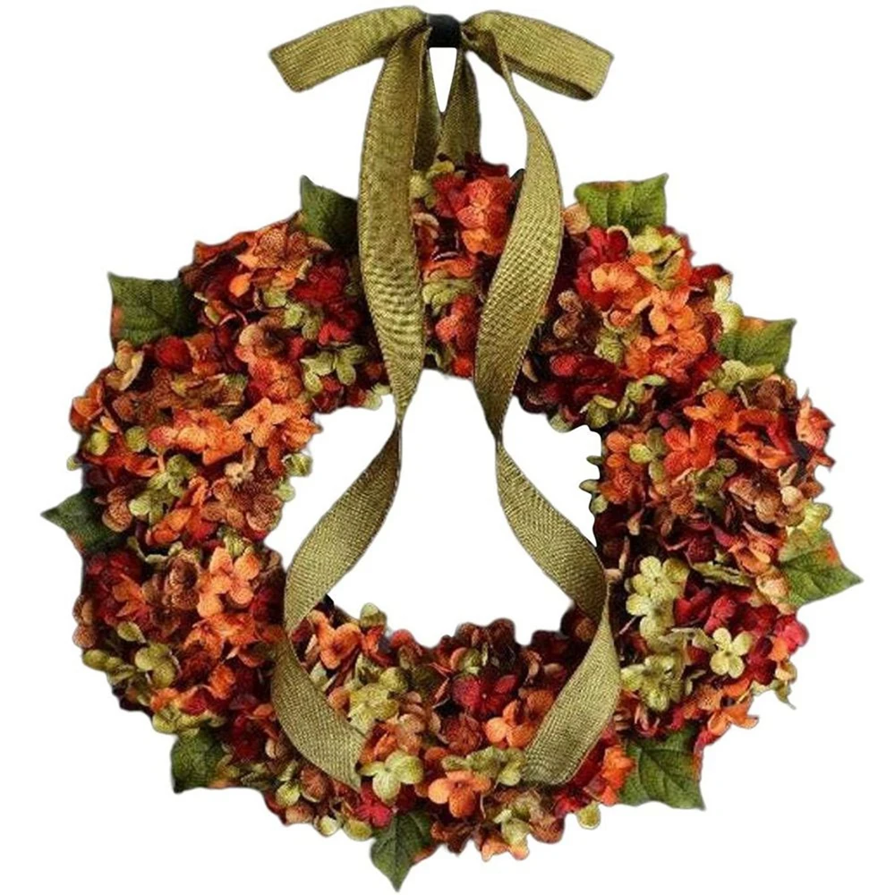 

Thanksgiving Day Autumn Flower Wreath Hydrangea Maple Leaf Fall Door Wall Ornament Home Decoration Holiday pendant wreath Decor