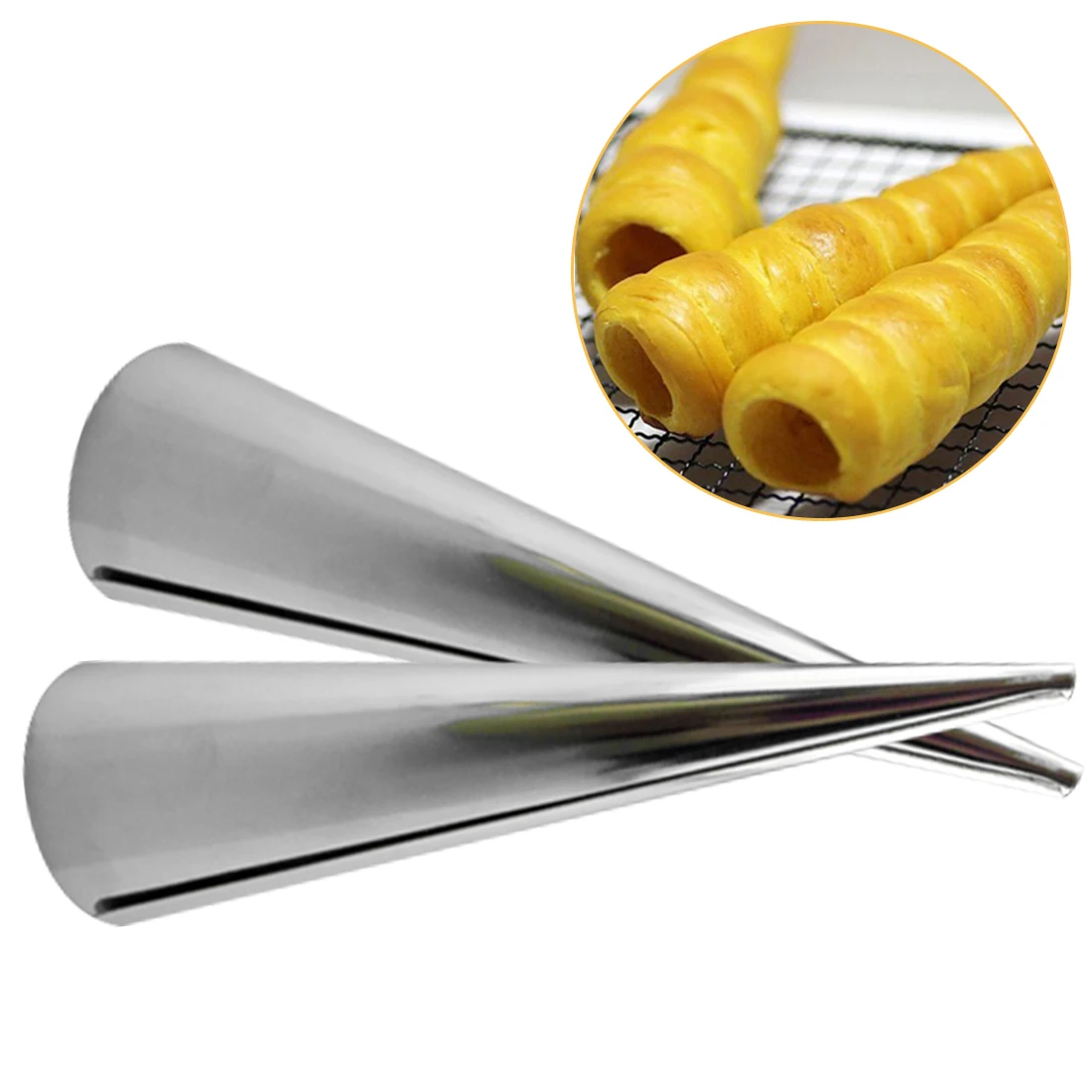 

DIY Baking Cones 5pcs Stainless Steel Spiral Baked Croissants Tubes Baking supplies Horn Pastry Roll Cake Mold Bakeware