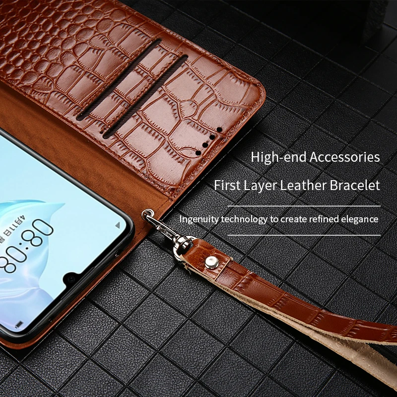 genuine leather card slot holder strap phone flip case for huawei p30 lite p20 p40 pro mate 40 20 cover for honor 20 10 10i 9x free global shipping