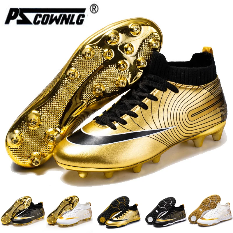 

High Top golden men's soccer shoes high ankle soccer shoes women's soccer shoes Botas De Futbol socks non-slip shoes