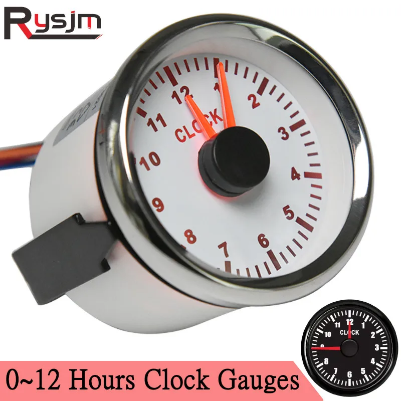 

12 Hours Digital Pointer Clock Gauge Hour Meters for Marine Car Boat Yacht Show Clock Meters Red Backlight 9~32Vht hour meters
