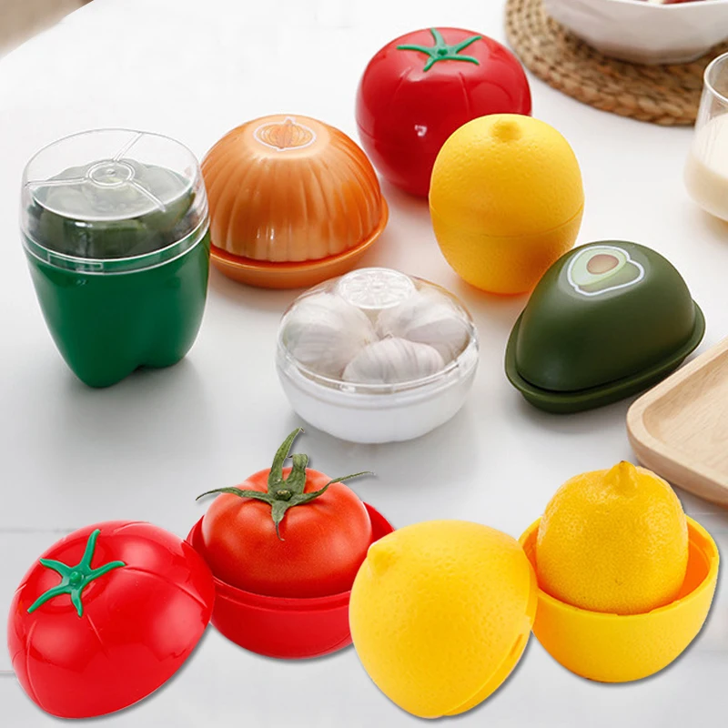 Кухня Творческий пищевой пластиковый контейнер Овощной лимон Форма Лук Чеснок
