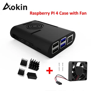 Чехол Aokin для Raspberry Pi 4, алюминиевый радиатор с охлаждающим вентилятором для Raspberry Pi 4, Модель B для Pi 4B