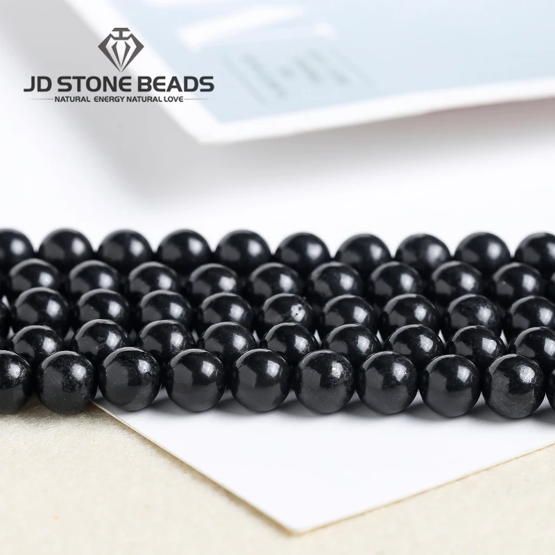 Натуральный камень русские бусины Shungite подлинные полудрагоценные гладкие