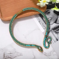 blue turquoise micron pave snake necklace antique egypt style cleopatra bendable necklace sexy wild choker snake necklace