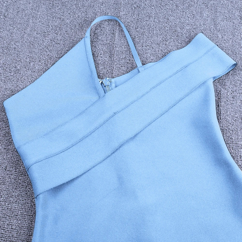 

Deer Lady Celebrity Bandage Dress 2020 New Arrivals Women Blue Bodycon Bandage Dress One Shoulder Elegant Sexy Party Dress Club