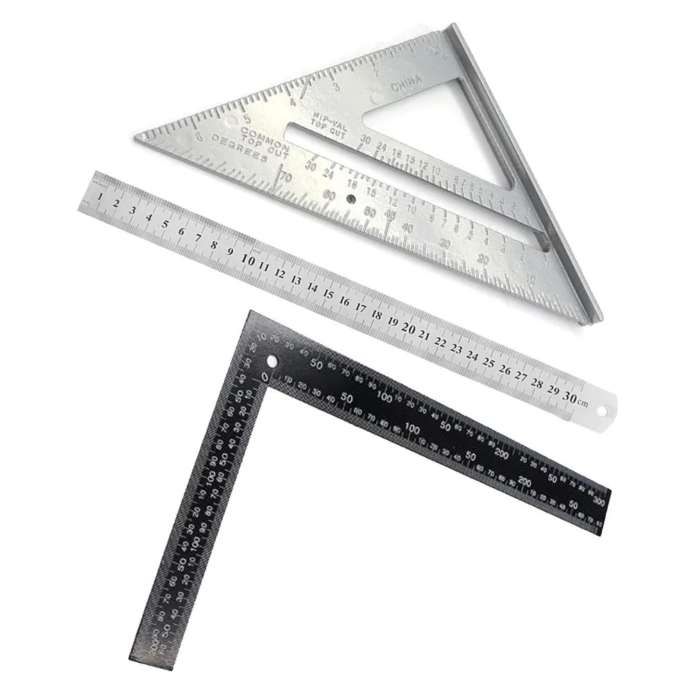 

12in+7in Triangle Ruler Aluminum Measurement Measuring Multipurpose Quality