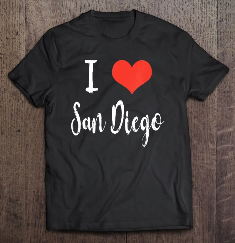 Женская футболка с коротким рукавом и принтом Я люблю Сан Диего|Мужские футболки|