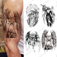 clavicle letters tattoo sticker fake sleeve kung fu eagle wing flash hand arm middle size art tattoos stickers for boy women men