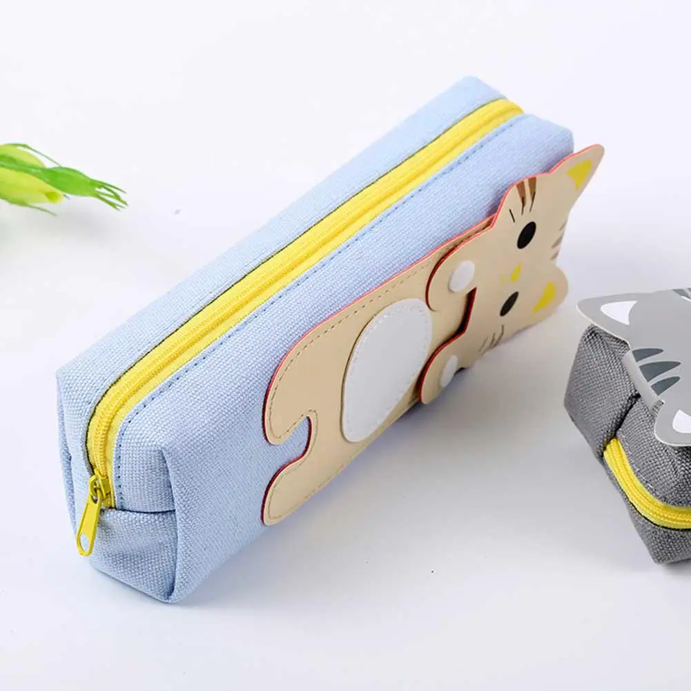 Милый Кот пенал для карандашей плетеная ткань милые школьные чехол s школьный