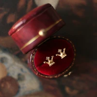 amaiyllis 18k gold mini princess little crown earrings stud fashion ear cuff for women summer jewelry