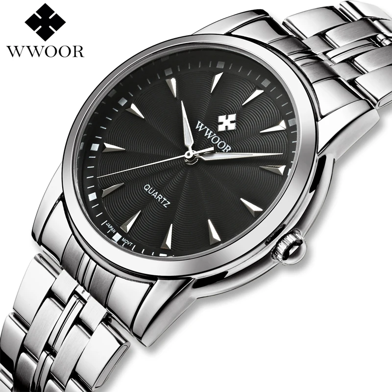 WWOOR брендовые Роскошные мужские часы кварцевые аналоговые японские простые