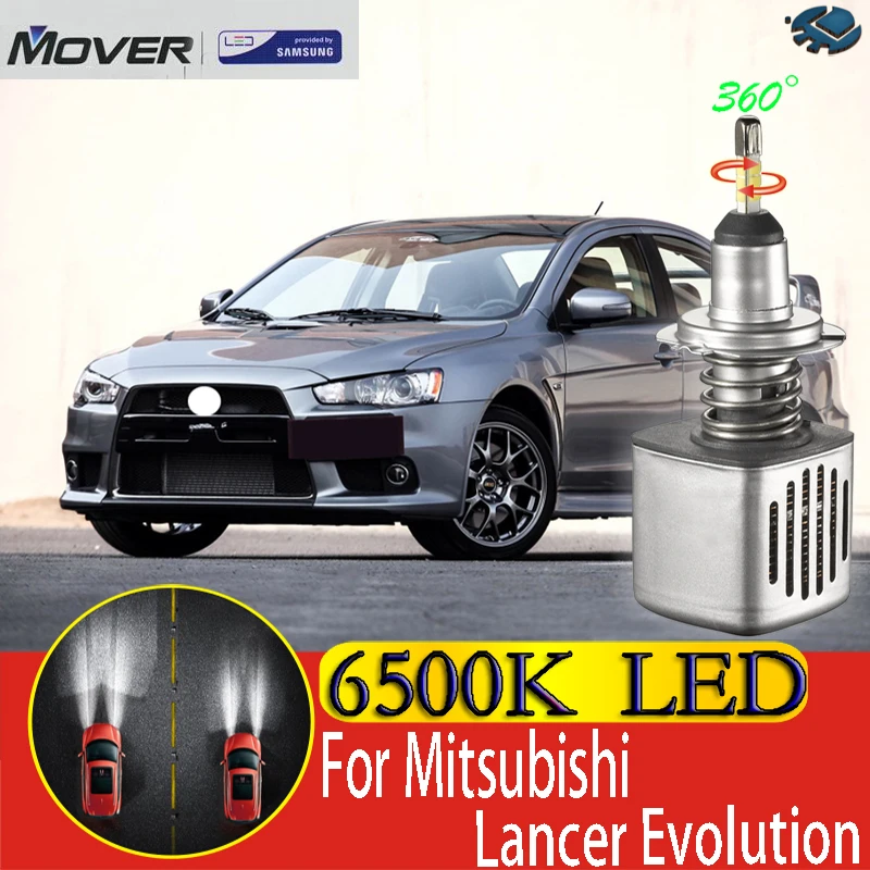 

Светодиодные лампы для автомобильных фар SAMSUNG для Mitsubishi Lancer Evolution, Светодиодные Автомобильные фары 6500K с белым светом, автомобильные фары 2X