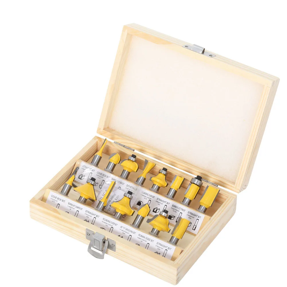

15pcs 6.35mm Router Bit Set Trimming Straight Milling Cutter Wood Bits Tungsten Carbide Cutting Woodworking Trimming