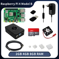 raspberry pi 4 b 2gb 4gb 8gb ram abs case 32gb 64gb 128gb card heat sinks power supply video cable for raspberry pi 4 model b