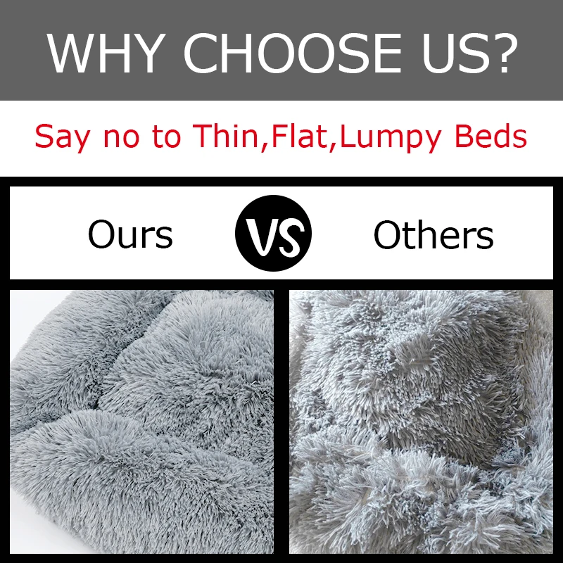 Мягкая кровать для питомца квадратная пушистая собак домик кошек теплая удобная