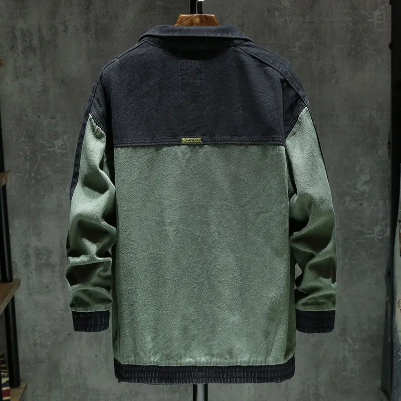 Куртка мужская джинсовая со вставками верхняя одежда из денима с карманами