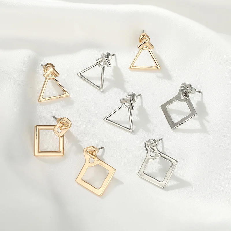 ES1349 Fashion Jewelry Cute Triangle Earrings Simple Women Square Stud Unique Design Small Geometric Gift | Украшения и