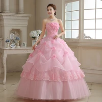 pinkwhitered bride wedding dress lace up pink tube top floor length wedding dresses plus size flower dresses ball gowns