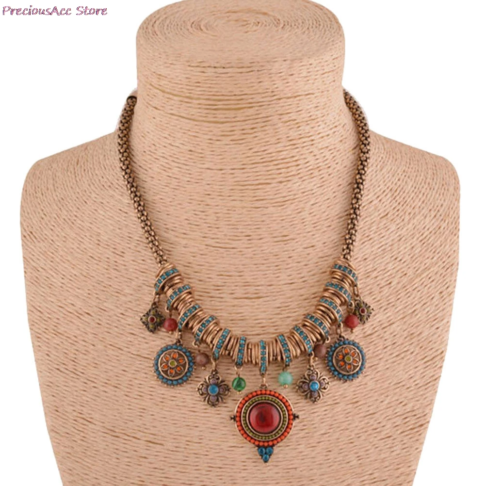 Bohemian Maxi Choker Statement Necklace Women Vintage Collar Collier Colorful Boho Crystal Turkey Jewelry | Украшения и