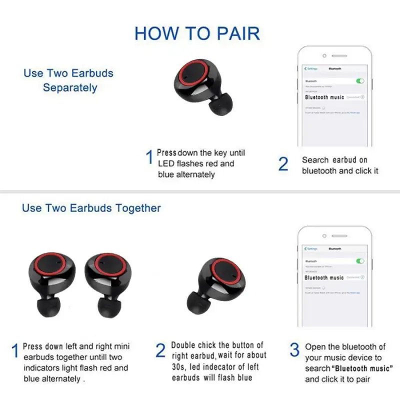 

TWS Wireless Bluetooth 5.0 Earphone Smart Touch Control Stereo Bass Sound High Quality In-Ear Earbuds Noise Reduction Headphone