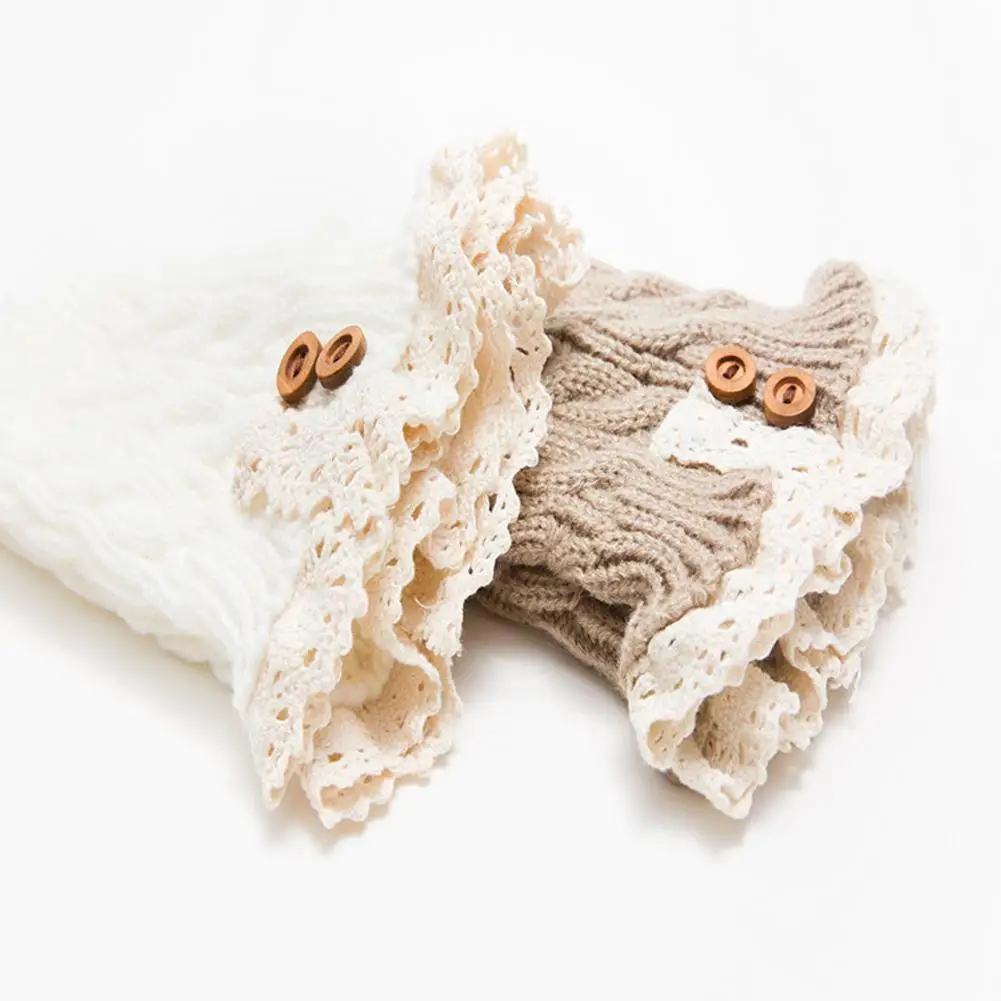 

1 Pair Winter Leg Warmers Sweet Fashion White khaki Fashion Accessories Knitted Warmer Leg Socks Boots Y4f2