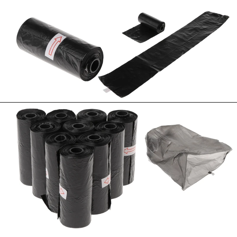 

10 Roll/Set Garbage Bag Degradable Pet Poop Shit Trash Home Kitchen Waste Black