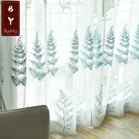 nordic curtains for living room bedroom fresh linen fabric cotton thread embroidery tulle curtain finished product customization