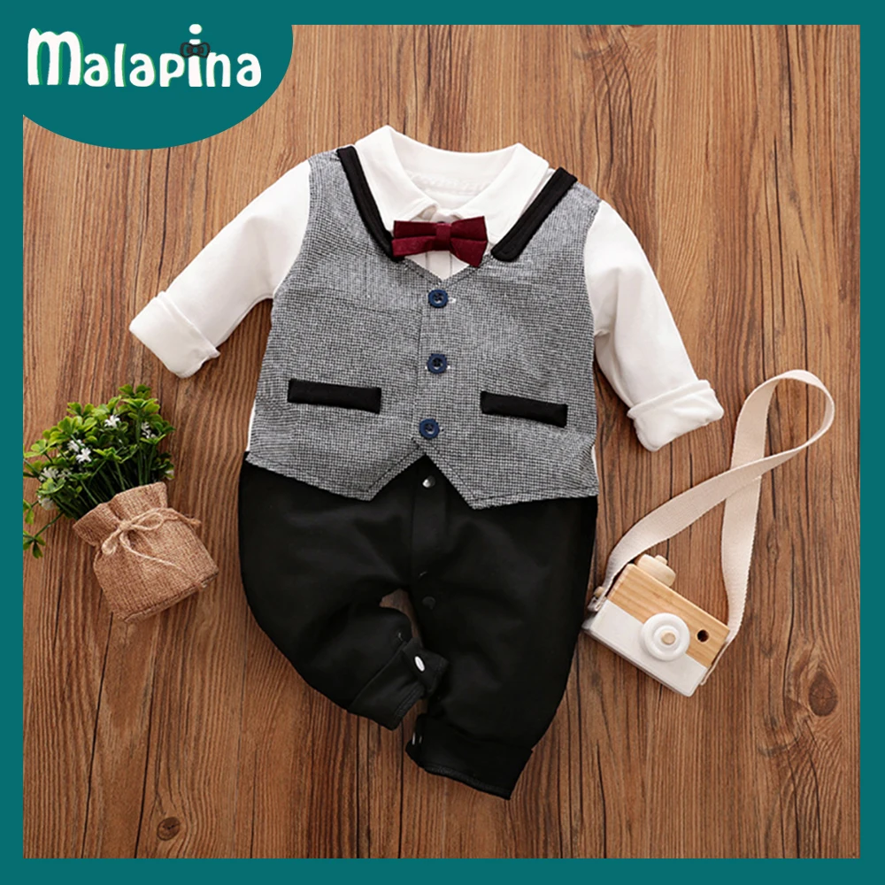 

Malapina Outfit Gentleman Romper New Born Baby Boy Clothes Long Sleeve Cotton Classic Sytle Infant Clothing Set 0-24M Overalls