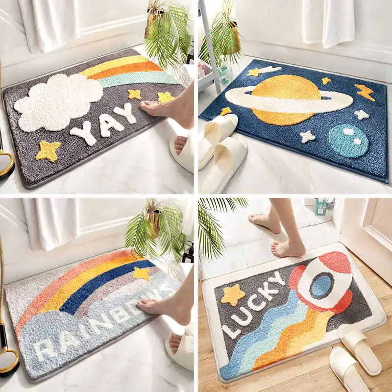 

Nordic Carpet Area Rugs Funny Bathroom Bedroom Floor Rainbow Mats Welcome Doormat home decoration Cute Egg shape Bathroom Rug