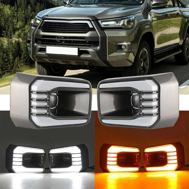 Для Hilux Revo Rocco 2020 2021 светодиодный дневные ходовые огни DRL с указателем поворота