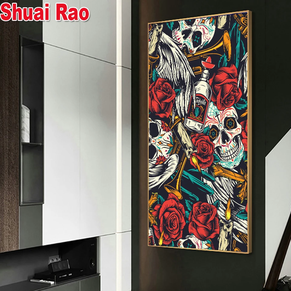 

Fantasy Pictures Skull Diamond Painting 5D DIY Full Square/Round Diamond Embroidery Craft,Portrait,Large Home Decorations