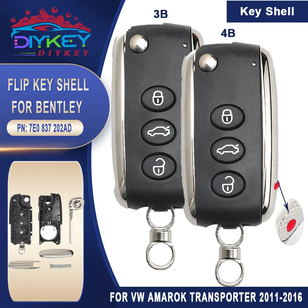 DIYKEY 3/4 кнопки откидной складной чехол для дистанционного ключа Bentley Mulsanne Hurtling GT