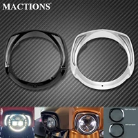 motorcycle 7 led headlight bezel visor trim ring batwing fairing cover for harley touring electra street glide cvo 2014 2021
