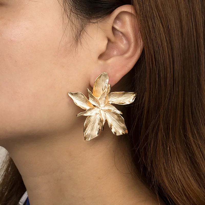 

1pair Fashion Bohemian Punk Earrings Jewelry Multi-layered flowers Engraved Earrings Best Gift for Women Girl E004