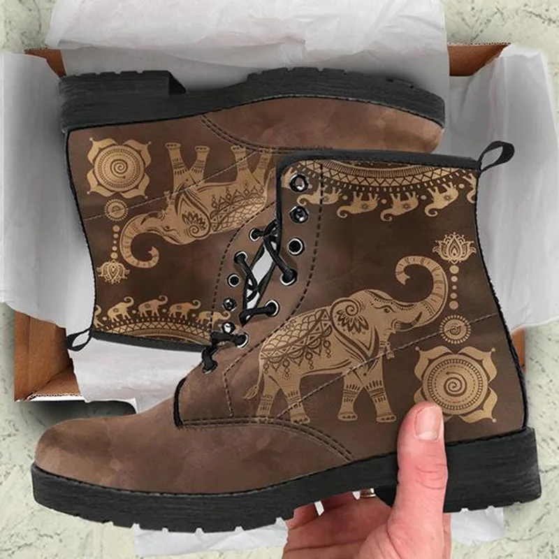 

Harajuku Boots Women's Autumn and Winter 2021 Fashion Women's Tooling Boots Flower Print High-top Boots Ladies