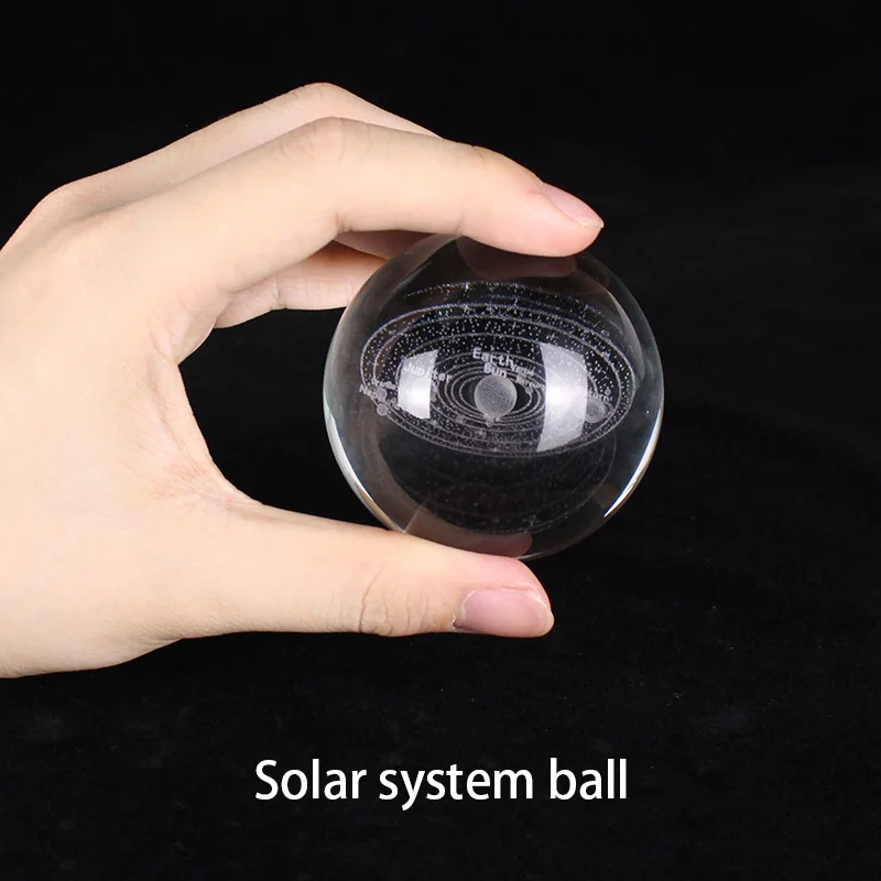 solar no base 6 см с 3D гравировкой Галактическая солнечная система хрустальный светильник Ночной светильник светящийся крафт стеклянный круглый шар домашний офисный Настольный Декор лампа подарок - Испускаемый цвет: solar no base