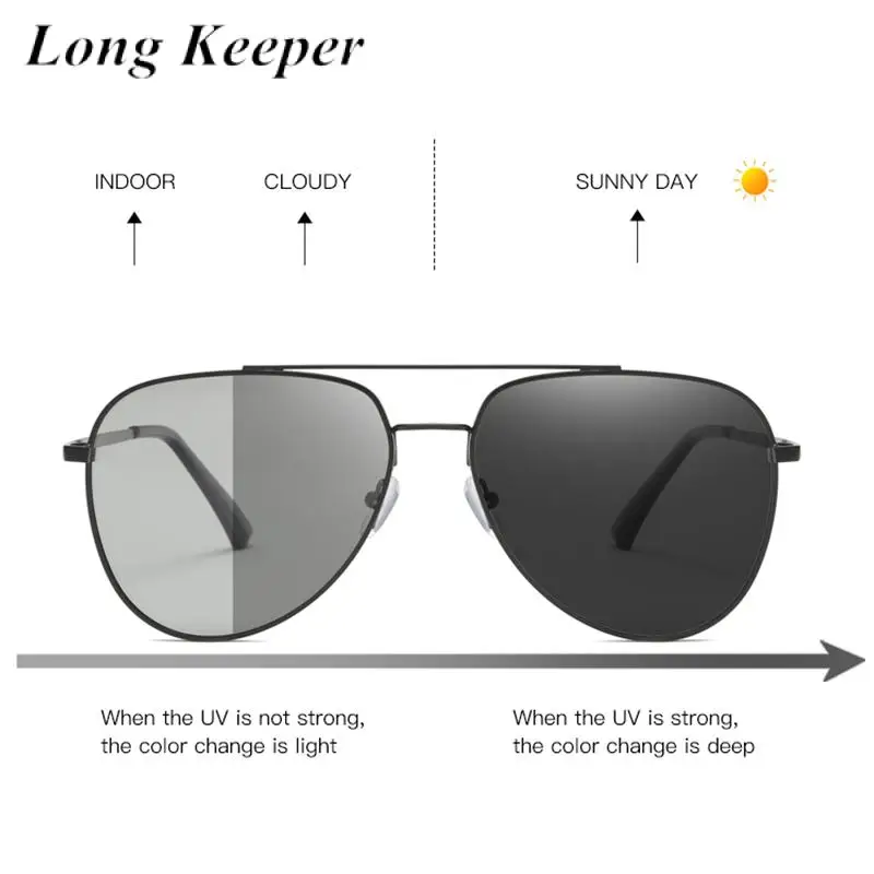 

Driving Pilot Photochromic Sunglasses Men Polarized Chameleon Vintage Sun Glasses Male Women Change Color metal eyeglasses UV400