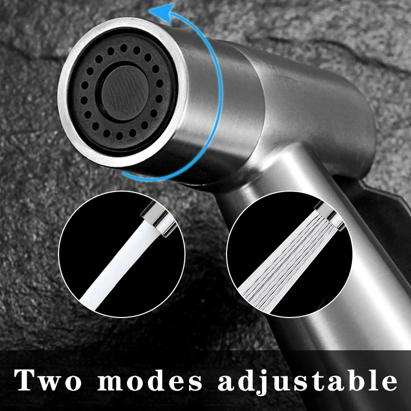 

G1/2 304 Stainless Steel Handheld Bidet SprayToilet Nozzle Sprayer Shower Set 2Modes Douche Kit Bidet Faucet 2Type Adaptor