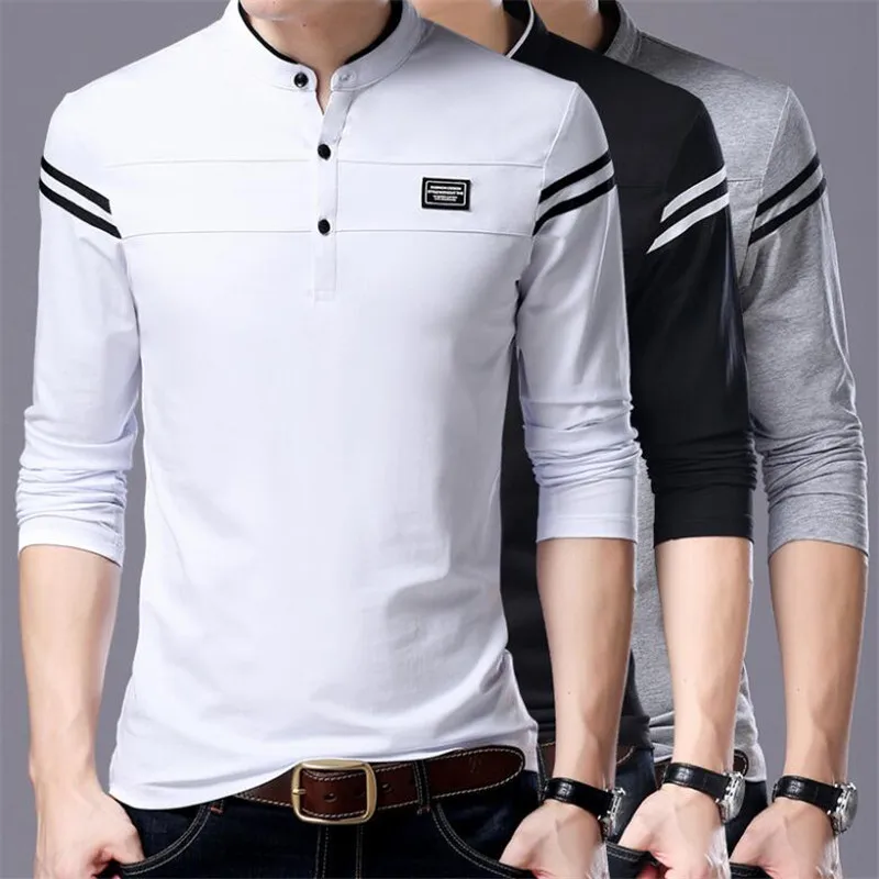 

Nice Pop Men T Shirt Man Long Sleeve T-shirt Men Clothing Tangerine Neck T Shirts Tops And Men T-Shirts