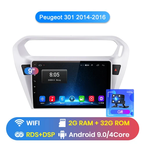 WIFI 2-32GB Junsun V1 2G+ 32G Android 9,0 для peugeot 301 Citroen Elysee- автомобильный Радио Мультимедиа Видео плеер навигация gps 2 din dvd - Цвет: WIFI 2-32GB