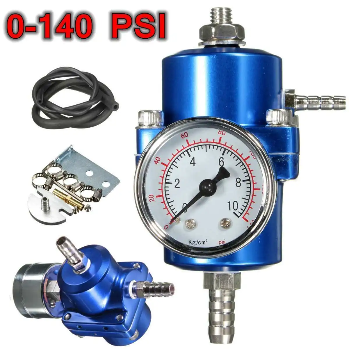 

Universal Aluminum Adjustable 1 To 140PSI Fuel Pressure Regulator kit With Gauge