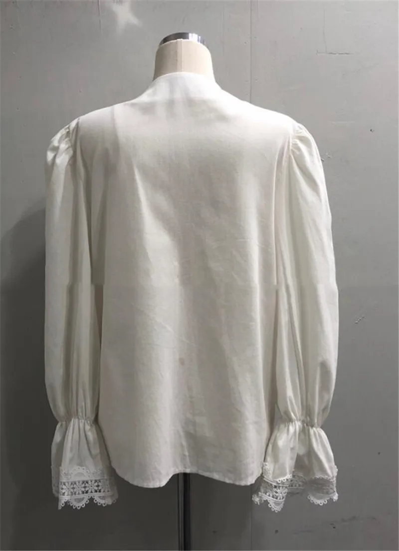 2020 весеннее Новое поступление Женская кружевная рубашка в Корейском стиле с v