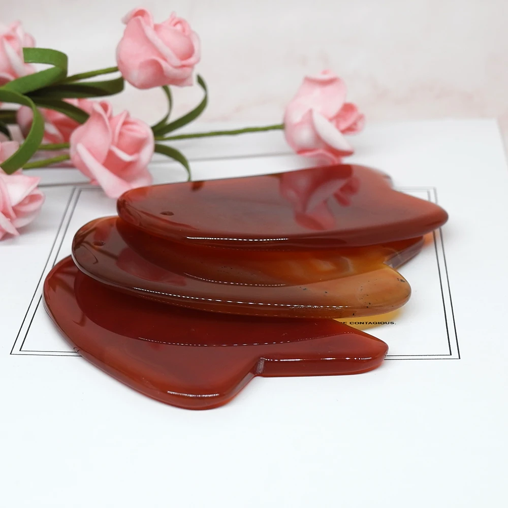 Роликовый массажер для лица с красным агатом похудения инструмент лифтинга