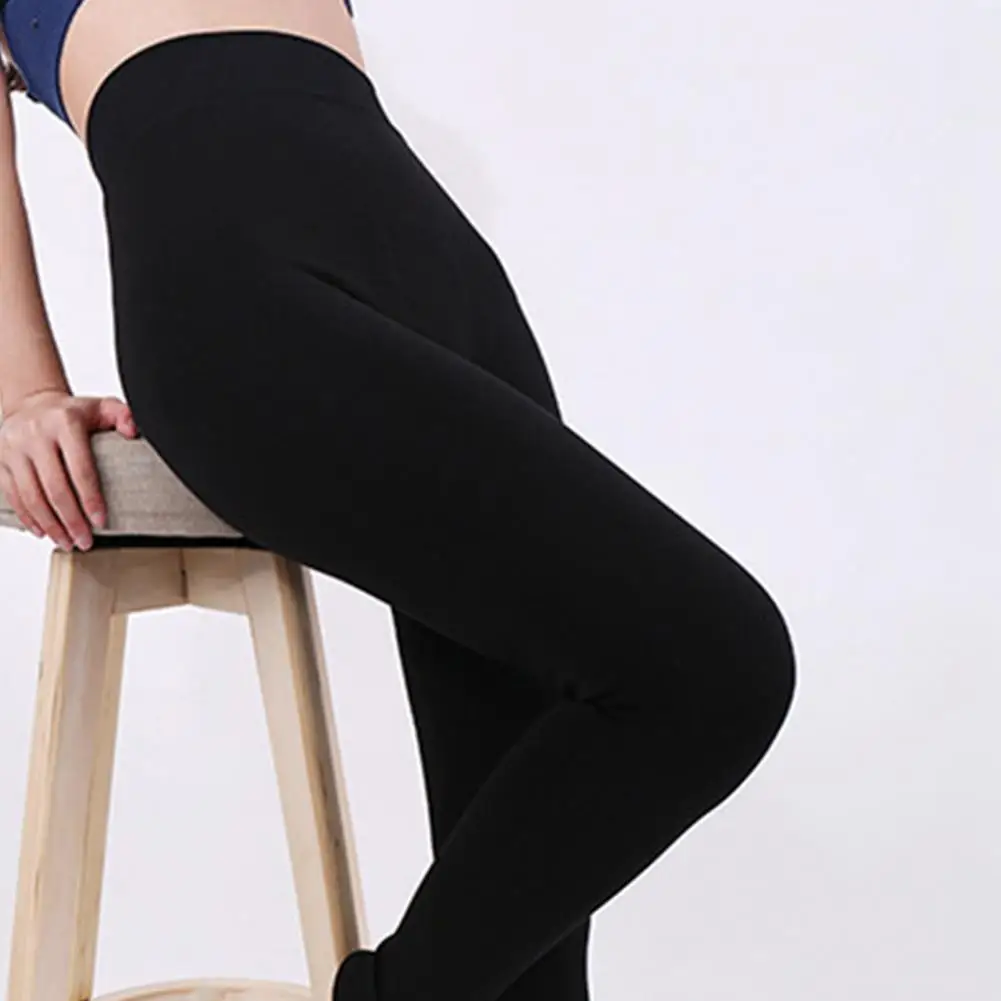 

Women Solid Color Fleece Lined Plus Size Autumn Winter Leggings Pants Trousers